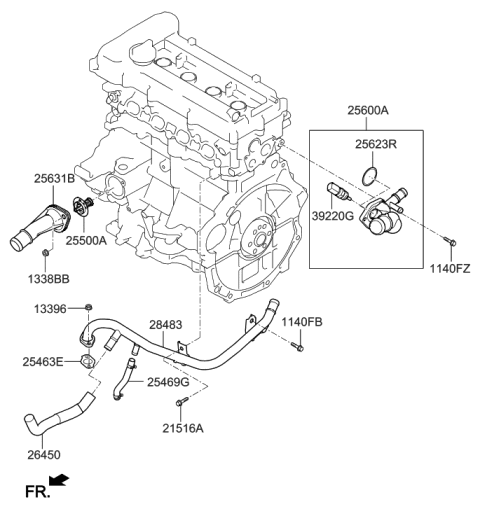 2020 Hyundai Elantra GT Coolant Pipe & Hose Diagram 1