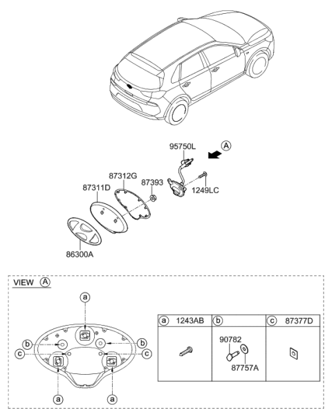 2020 Hyundai Elantra GT Back Panel Moulding Diagram