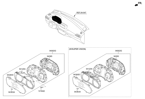 2018 Hyundai Elantra GT Case-Cluster,Lower Diagram for 94365-G3000