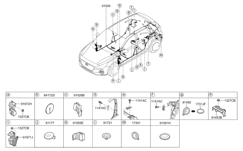 2019 Hyundai Elantra GT Wiring Assembly-Floor Diagram for 91508-G3170