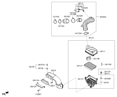 2020 Hyundai Elantra GT Body-Air Cleaner Diagram for 28112-F2850