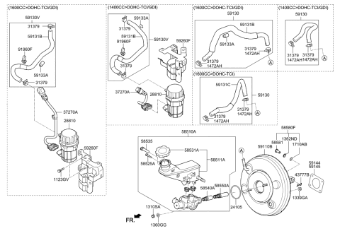 2019 Hyundai Elantra GT Hose Assembly-Brake Booster Vacuum Diagram for 59130-F2400