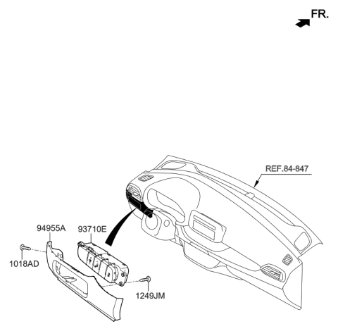 2020 Hyundai Elantra GT Switch Assembly-Side Crash Pad Diagram for 93700-G3040-XUG