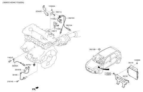 2020 Hyundai Elantra GT Computer & Bracket Assembly Diagram for 39128-2BPG2