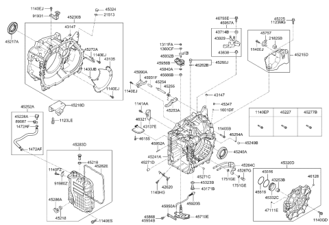 2018 Hyundai Elantra GT Auto Transmission Case Diagram