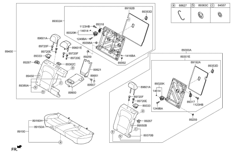 2020 Hyundai Elantra GT Rear Left-Hand Seat Back Covering Diagram for 89360-G3000-PXD