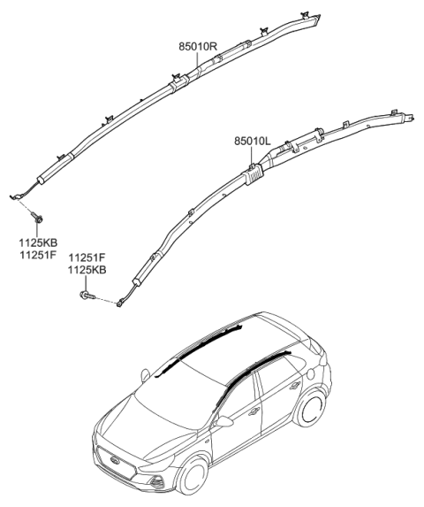 2020 Hyundai Elantra GT Curtain Air Bag Module,RH Diagram for 85020-G3000