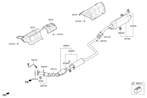 2018 Hyundai Elantra GT Rear Muffler Assembly Diagram for 28710-G3410