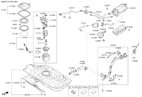 2020 Hyundai Elantra GT Fuel Pump Filter Diagram for 31112-C1001