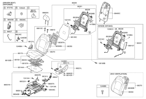 2019 Hyundai Elantra GT Ventilation Assembly-Front Seat Back Diagram for 88395-F2200