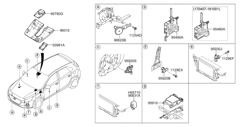 2019 Hyundai Elantra GT Module Assembly-Air Bag Control Diagram for 95910-G3001