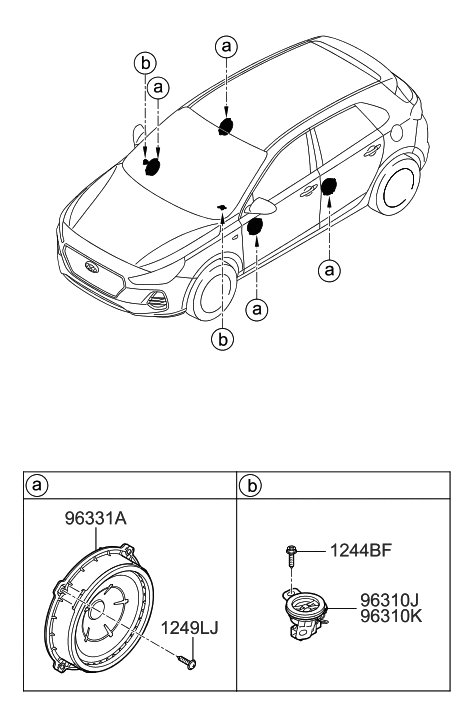 2018 Hyundai Elantra GT Door Speaker Assembly Diagram for 96330-G3000