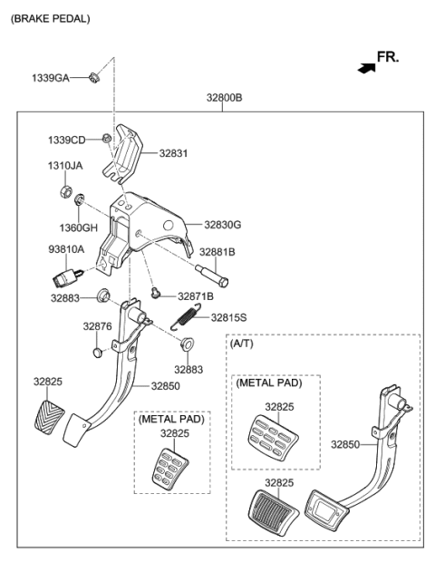 2019 Hyundai Elantra GT Pedal Assembly-Brake Diagram for 32800-F2200