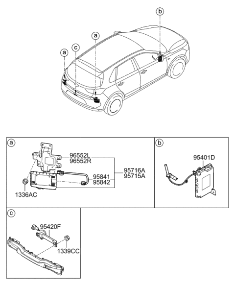 2018 Hyundai Elantra GT Brake Control Module And Receiver Unit Assembly Diagram for 95400-G3990