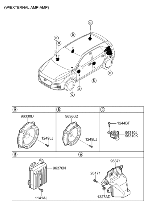 2019 Hyundai Elantra GT Rear Door Speaker Assembly Diagram for 96340-F2100