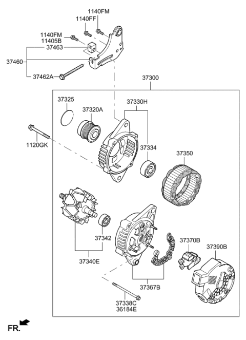 2018 Hyundai Elantra GT Alternator Assembly Diagram for 37300-2E320