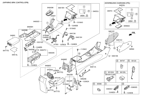 2020 Hyundai Elantra GT Extension Wiring-Console Front Diagram for 84624-G3000