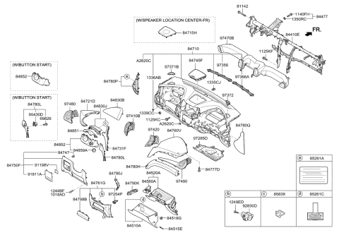 2018 Hyundai Santa Fe Sport Garnish Assembly-Crash Pad Center,LH Diagram for 84780-4Z150-NBC