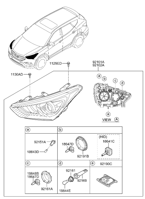2017 Hyundai Santa Fe Sport Cap-Headlamp Dust Diagram for 92140-4Z500