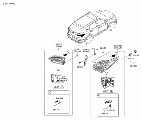 2016 Hyundai Santa Fe Sport Rear Combination Lamp Diagram 2