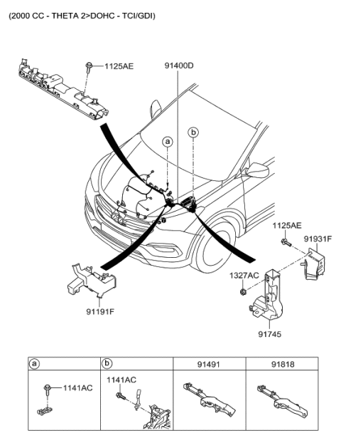 2016 Hyundai Santa Fe Sport Wiring Assembly-Control Diagram for 91410-4Z012