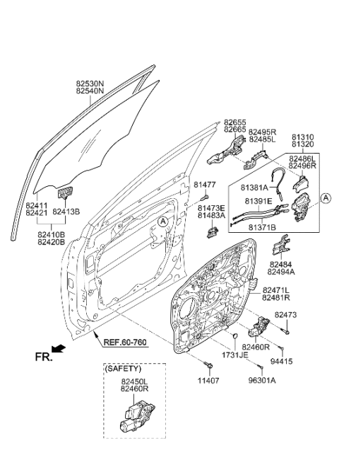 2016 Hyundai Santa Fe Sport Front Left-Hand Door Module Panel Assembly Diagram for 82471-4Z000