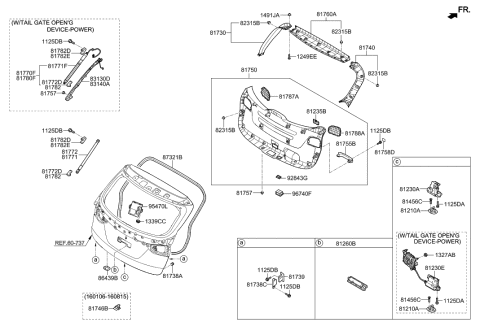 2016 Hyundai Santa Fe Sport Bracket Assembly-TAILGATE LFTR BODYSIDE Diagram for 81782-2W650