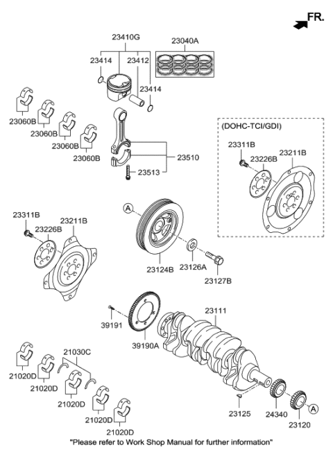 2018 Hyundai Santa Fe Sport Crankshaft & Piston Diagram 1