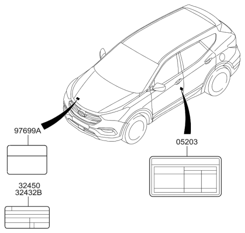2017 Hyundai Santa Fe Sport Label-1 Diagram for 32455-2G264