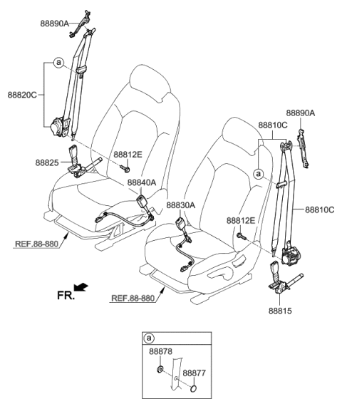 2015 Hyundai Sonata Front Seat Belts-Belt Retractor Right Diagram for 88820-C2000-PPB