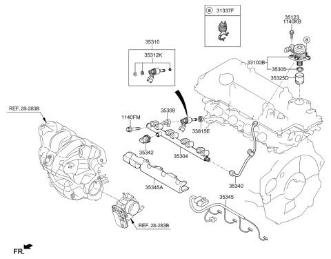 2015 Hyundai Sonata Throttle Body & Injector Diagram 1