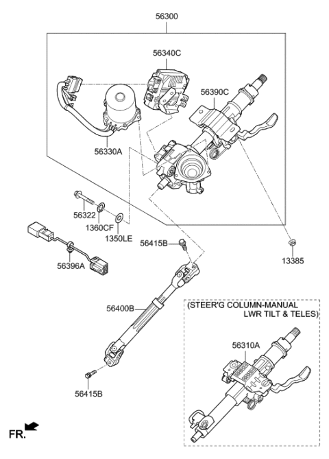 2017 Hyundai Sonata Column & Shaft Assembly-Steering Diagram for 56310-C2700