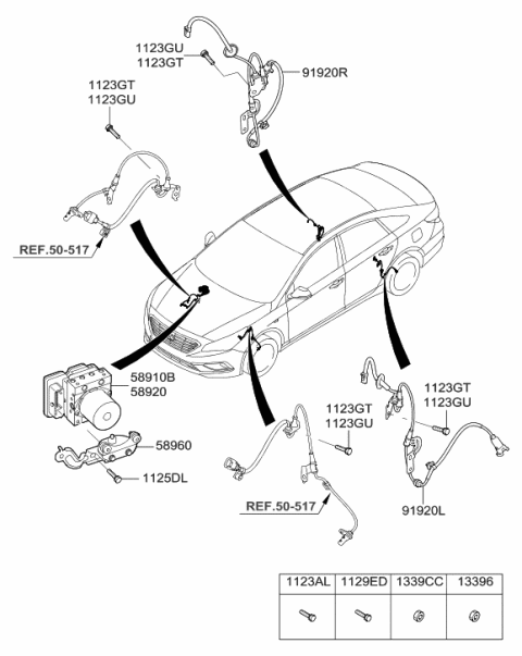 2017 Hyundai Sonata Anti-Lock Brake Abs Pump Module Assembly Diagram for 58920-C2500
