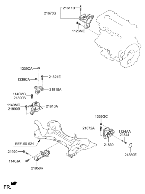 2015 Hyundai Sonata Engine & Transaxle Mounting Diagram 1