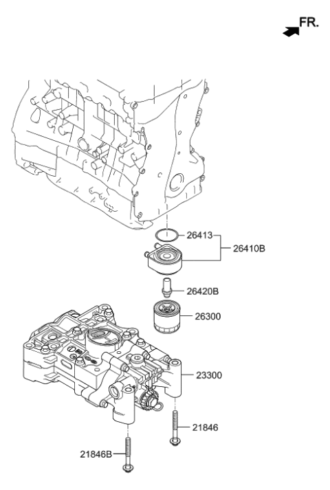 2015 Hyundai Sonata Cooler Assembly-Engine Oil Diagram for 26410-2B740