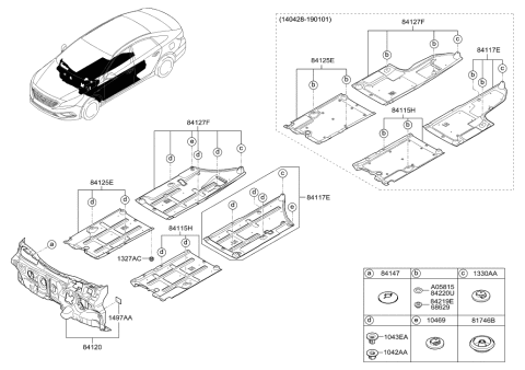 2015 Hyundai Sonata Under Cover Assembly-Floor Rear,LH Diagram for 84137-C2500