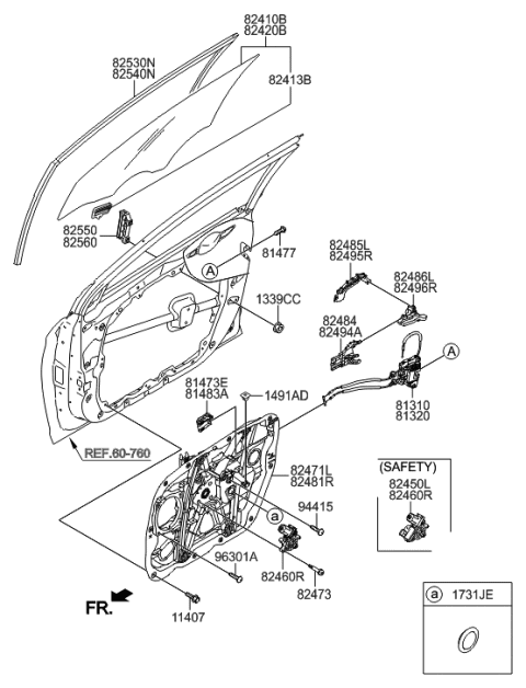 2016 Hyundai Sonata Front Right-Hand Door Module Panel Assembly Diagram for 82481-C2010