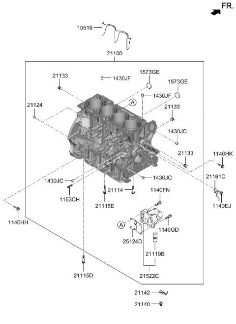 2016 Hyundai Sonata Block Assembly-Cylinder Diagram for 31113-2GK04