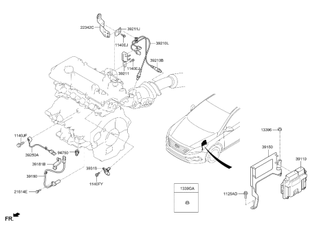 2015 Hyundai Sonata Engine Control Module Unit Diagram for 39118-2BLA3