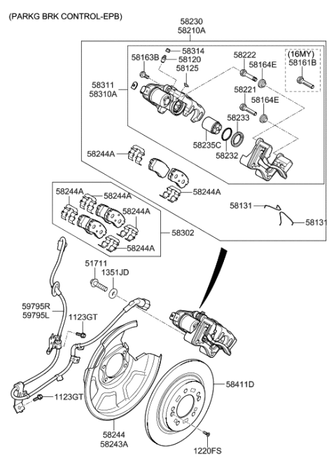 2017 Hyundai Sonata Brake Assembly-Rear Wheel,RH Diagram for 58230-D4500