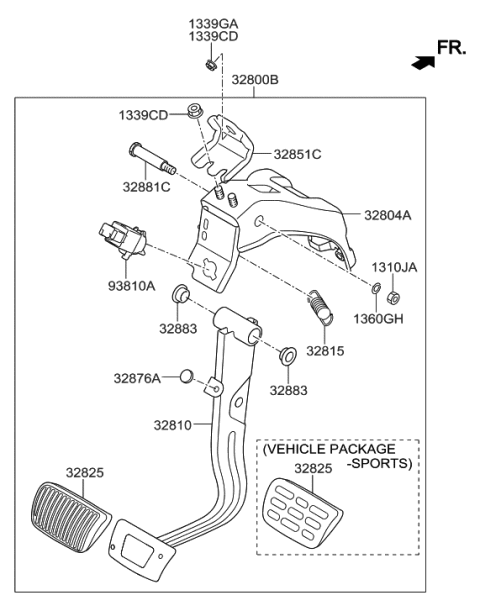 2016 Hyundai Sonata Pedal Assembly-Brake Diagram for 32800-C1100