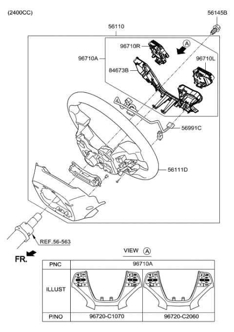 2017 Hyundai Sonata Steering Remote Control Switch Assembly, Left Diagram for 96700-C1030