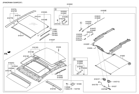 2015 Hyundai Sonata Command Shoe-Panorama Roof Moving Glass Diagram for 81634-C1000