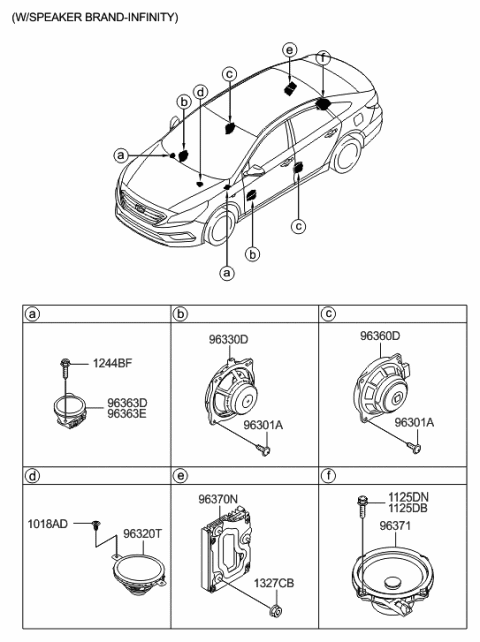 2015 Hyundai Sonata Center Speaker Assembly Diagram for 96360-3S400