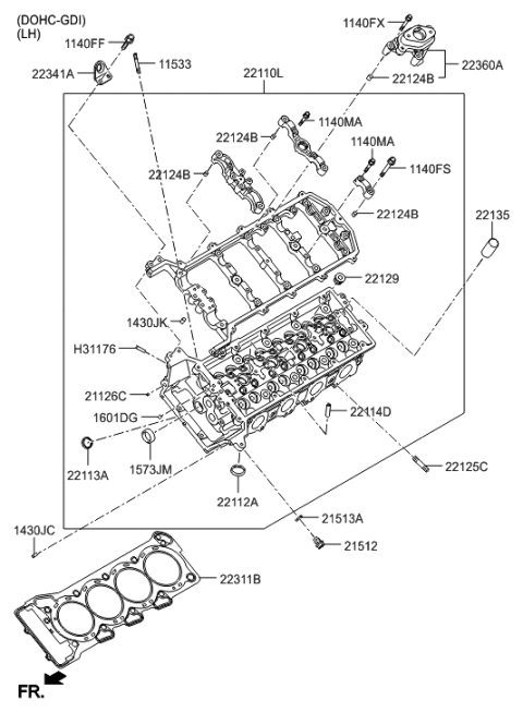 2010 Hyundai Equus Head Sub Assembly-Cylinder, LH Diagram for 22110-3F301