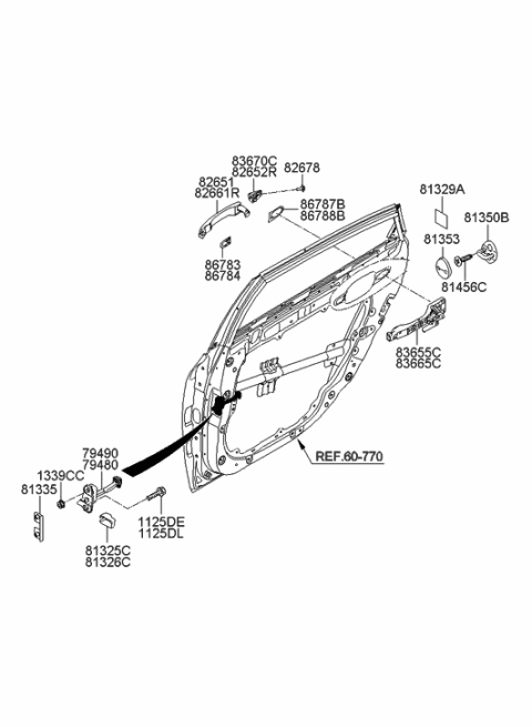 2012 Hyundai Equus Cover-Front Door Outside Handle RH Diagram for 82662-3N000