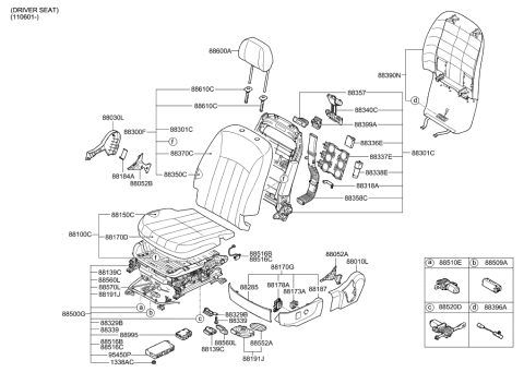 2012 Hyundai Equus Shield Cover-Front Seat Drive Inner Diagram for 88180-3N500-RY