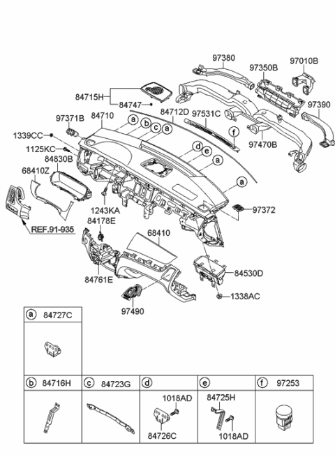 2011 Hyundai Equus Crash Pad Assembly-Main Diagram for 84710-3N500-HZ