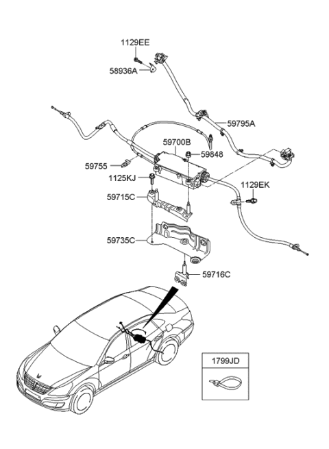 2013 Hyundai Equus Heat Protector-EPB Diagram for 59735-3M500