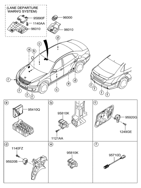 2012 Hyundai Equus Ultrasonic Sensor Assembly-Bws Diagram for 95720-3M000-GOD